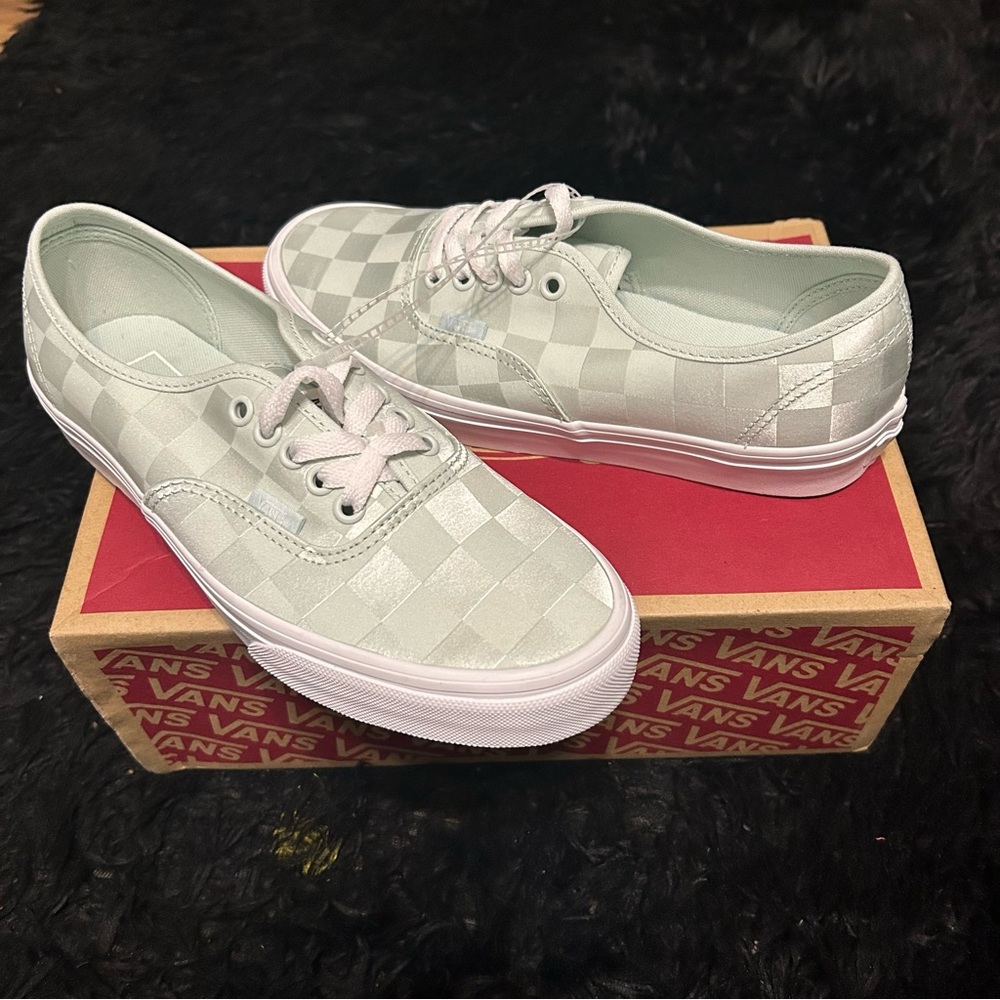 VANS checkerboard green mint lace up low top shoes sneakers women’s 8.5 new - Picture 7 of 7